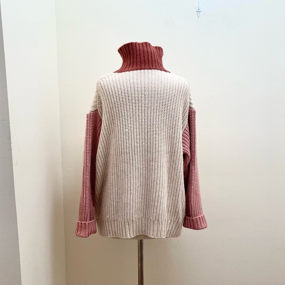 Marine Layer Oversized Color Block Turtle Neck Wo… - image 4